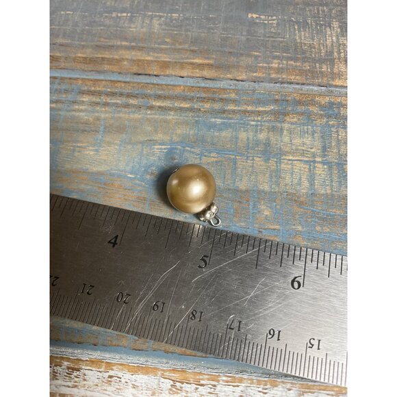 Gold Pearl Pendant Charm With Rhinestone Accent - Picture 3 of 3